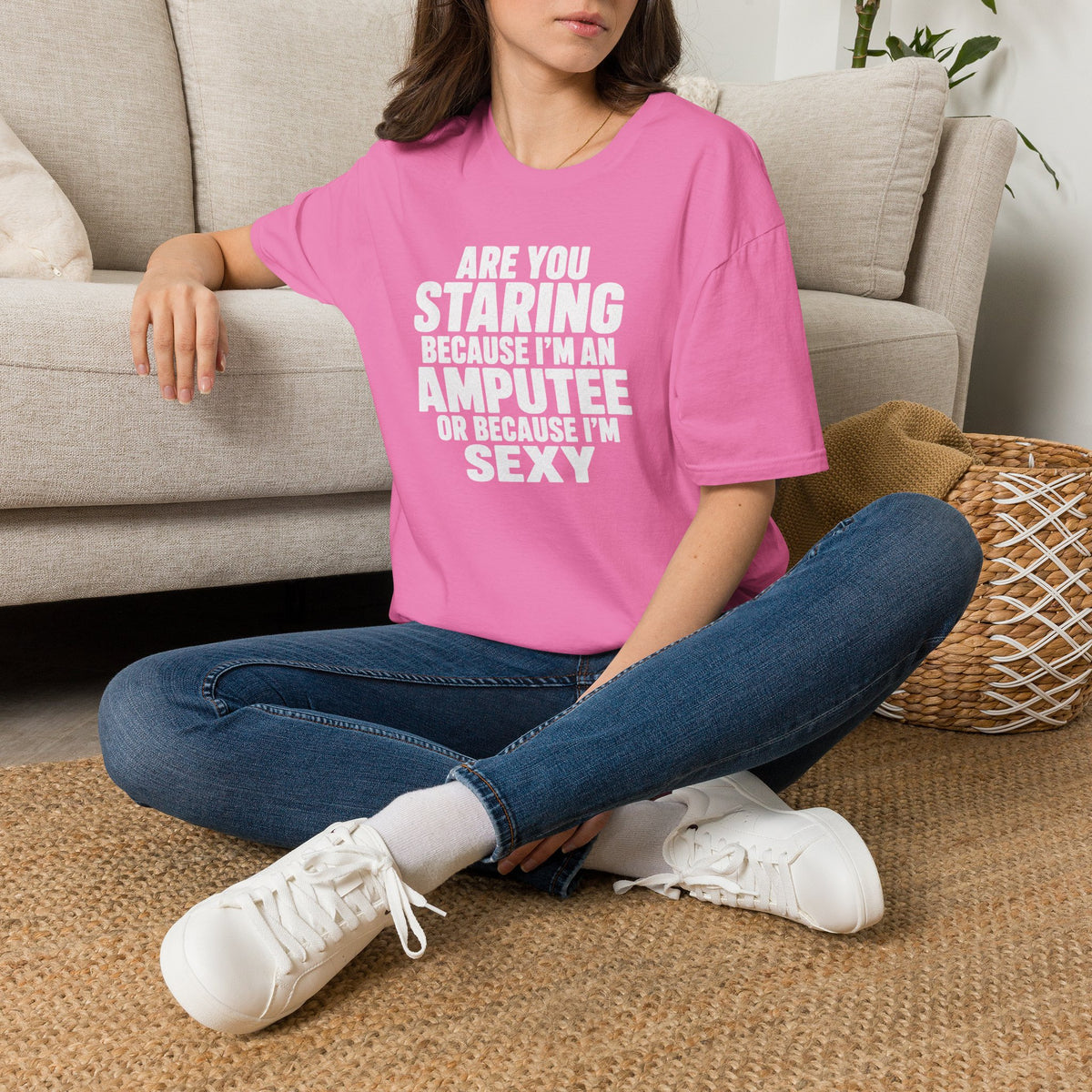 Are you staring because I'm an amputee or because I'm sexy