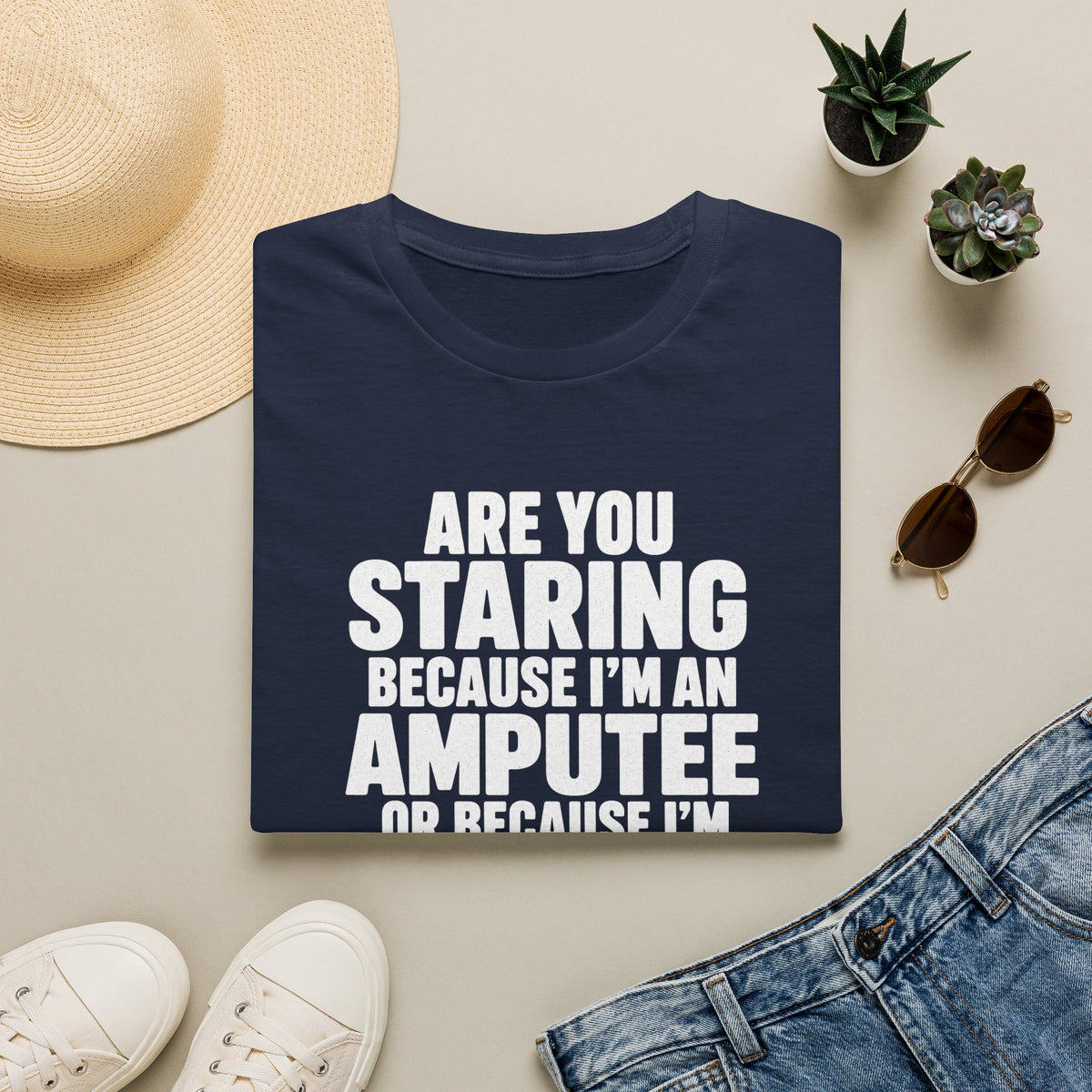 Are you staring because I'm an amputee or because I'm sexy