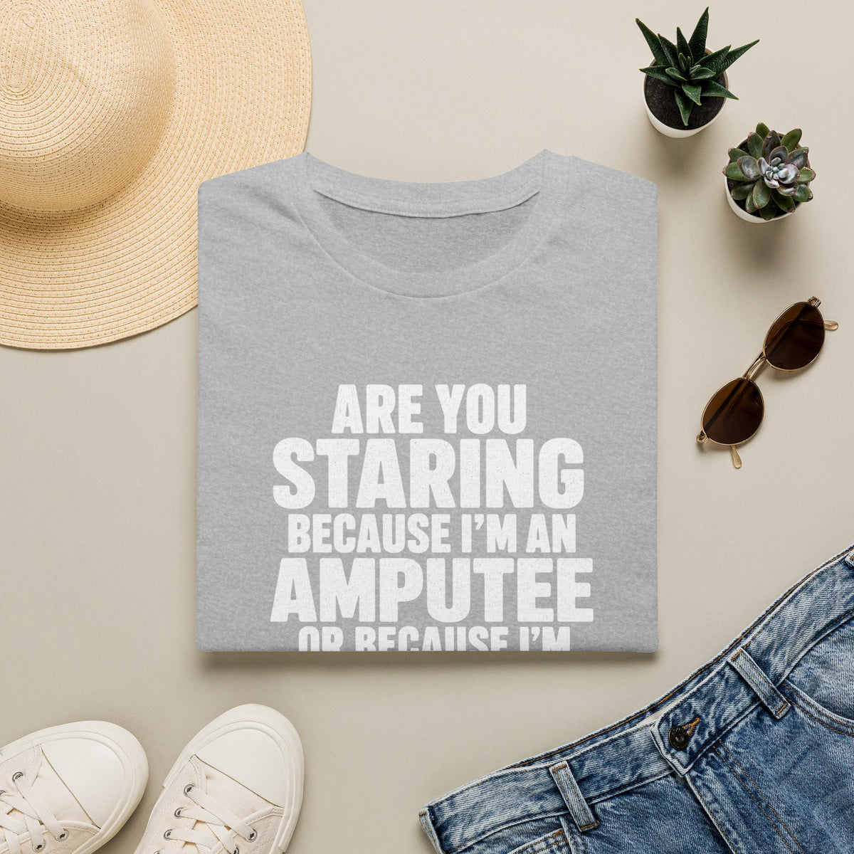 Are you staring because I'm an amputee or because I'm sexy