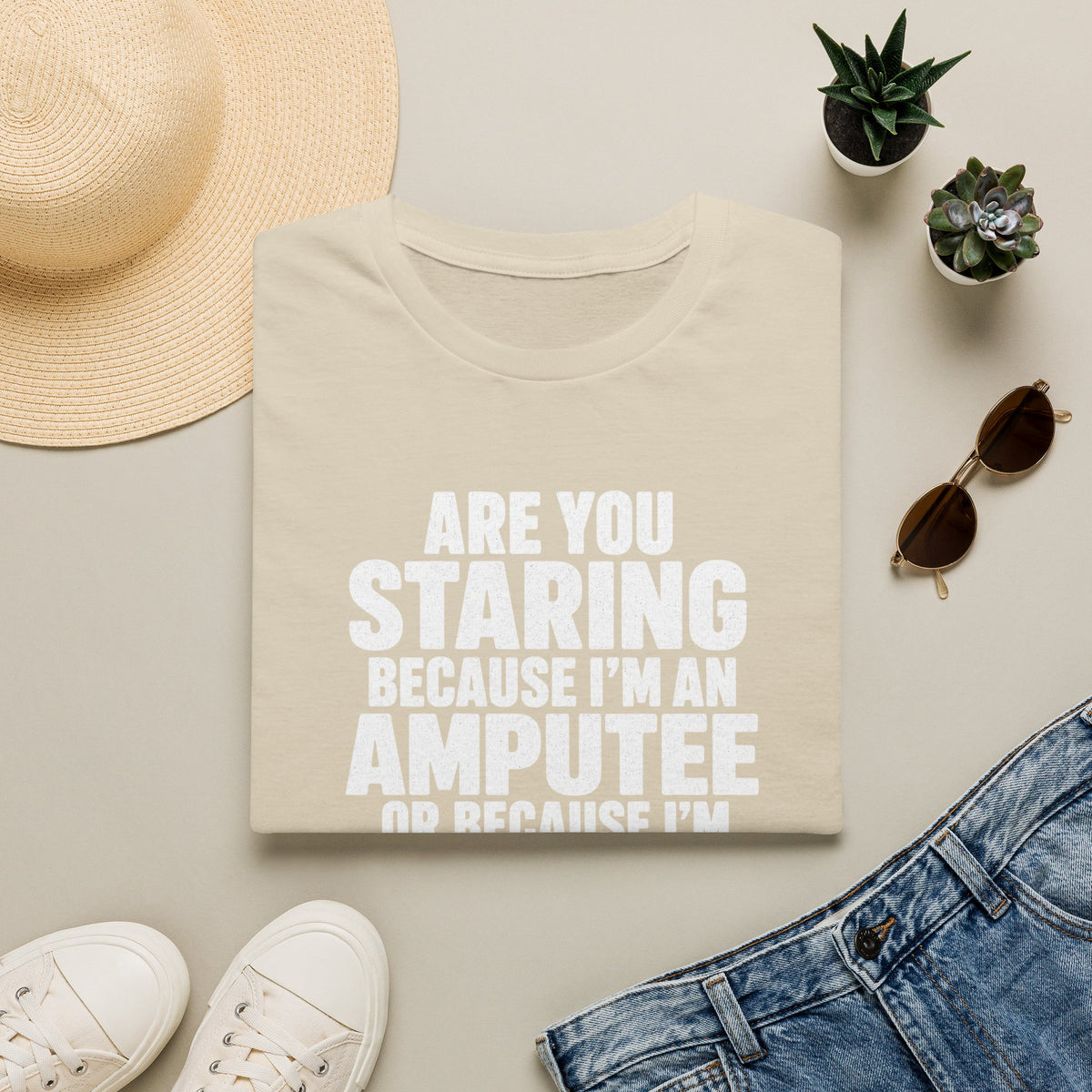 Are you staring because I'm an amputee or because I'm sexy